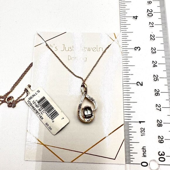 White Diamond Blue Topaz Gold Plated Sterling Silver Pendant 18 Inch Necklace - Picture 5 of 5